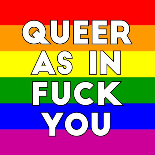 genderqueerpositivity:(Image description: four images with a rainbow flag background and text on top