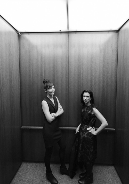 Megan Twohey and Jodi Kantor in the elevator at The New York Times. November 29th 2017