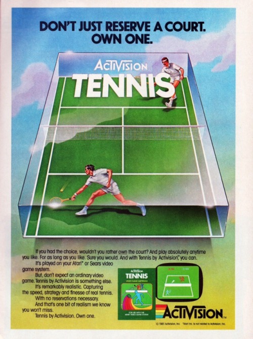 yesteryearads: “Don’t Just Reserve a Court. Own One.” Activision Tennis Circa 1981