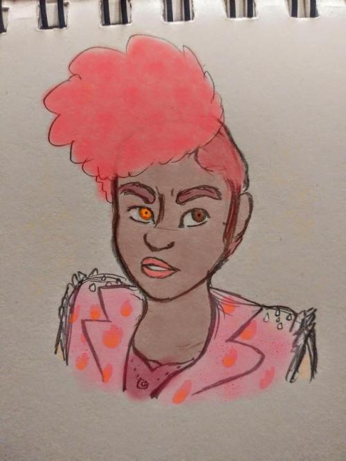 tinyscoop:happy halloween, lady flame [image description: a traditional drawing of Aubrey from the c
