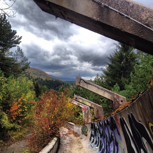 instagram:  Exploring Sarajevo’s Abandoned Olympic Park  To see more photos and videos of Sarajevo’s Olympic bobsled and luge track, explore the Olimpijski Bob Staza and Trebević location pages.  Stark against the dense forests of Trebević mountain