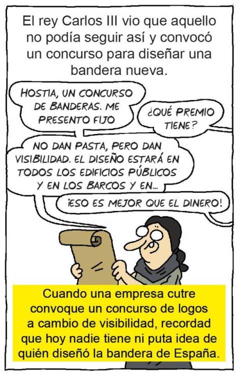 unpensadoranonimo:  Otra entrada del humorista gráfico Igor, a quién parece que el semanario humorista El jueves sobre-exploto para este día festivo, nos explica los orígenes de la bandera española 