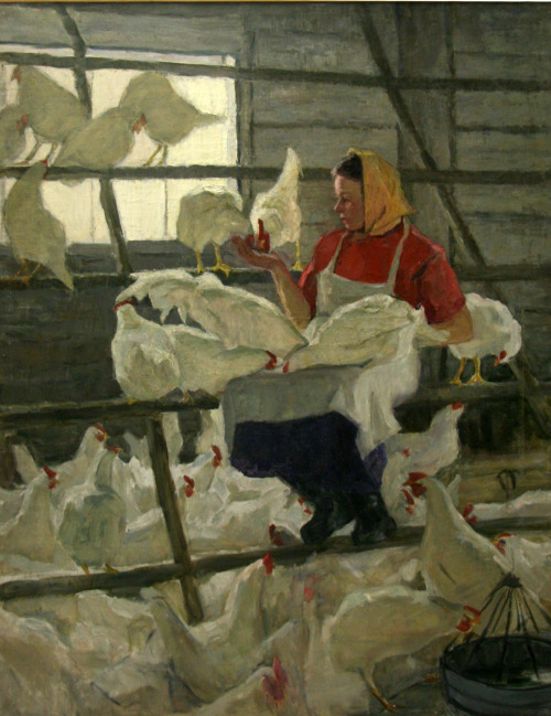 poboh:Feeding the Chickens, Antonina Dolinina. Russian, born...