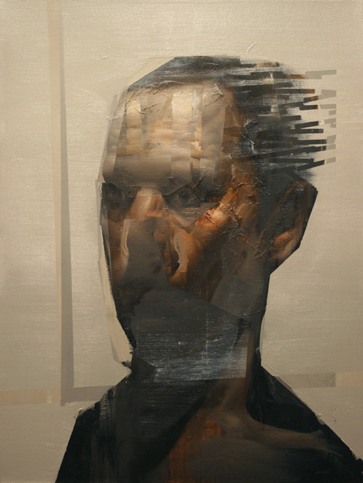 Daniel Ochoa. The Blinds. Oil and mixed media on canvas, 24 x 18”. V. Oil and mixed