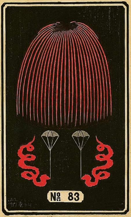 nobrashfestivity: Unknown, illustrations from the late 1800s of Japanese fireworks bursting into lif