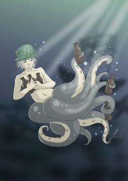 coffeecogs:Mermay…who doesn’t need mermaid/man versions of their characters in their life? Thank you @ttotheaffy for introducing this to me!MerGrey would totally scavenge alcohol from shipwrecks!