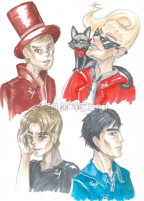 juricha-art: I can’t draw men, act 2. A professor, a ghost, a tired man and the family man. I need t