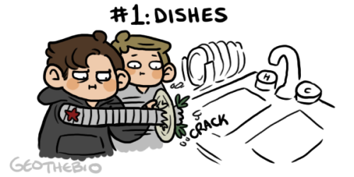 justabuckyblog:geothebio:bucky doing chores around steve’s apartment is my favoritebonus:they’re sew