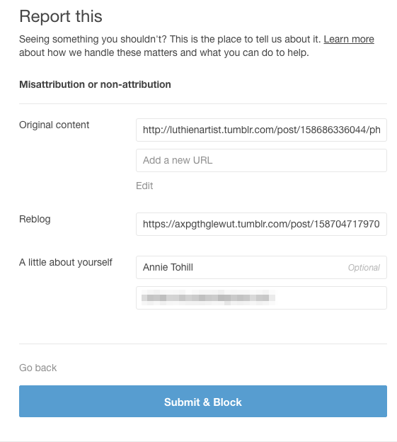 How to report bots that reblog your posts and inject their own links