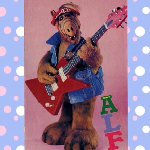 Party time! #alf #rock #guitar #bandana #geek #extraterrestre #90s #grunge #mode