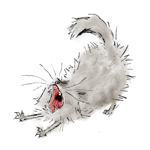 His eyes were like fireballs fearfully blazing,He gave a great yawn, and his jaws were amazing;And w