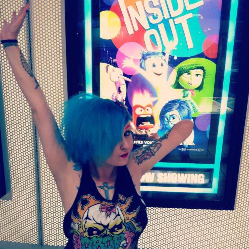 Joy!!!! Yay! #insideout #bluehair #pinkeyebrows #onearm