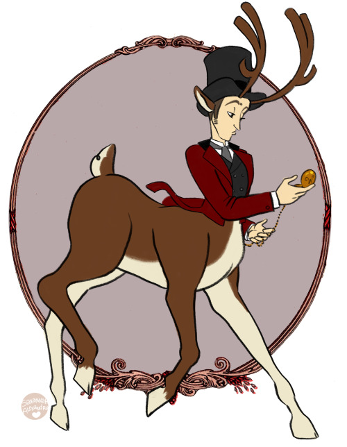 savannahalexandraart:  A commission set for Erika and Nadine  (wolfrott.deviantart.com and    inklopbunny.deviantart.com)  Cute Victorian deer-people-centaur-things!  (do these types of centaurs have a name???) 
