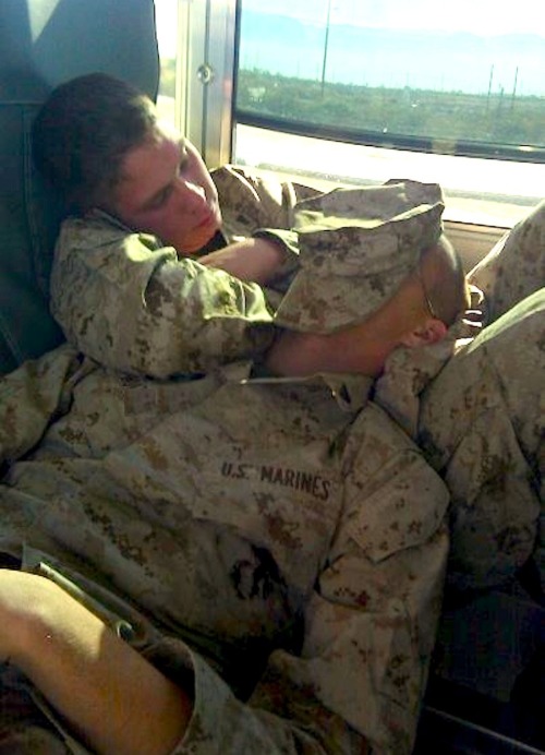 As long as a Marine has a buddy with him he’s always has somewhere to sleep.