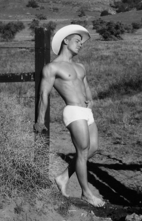mainepoet: plenty-o-tool: Cowboy In Underwear Standing tighty whities pose.