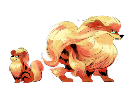 maxrepelsketchbook:Growlithe and Arcanine