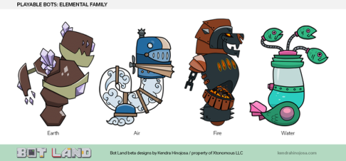 Character art for the playable robots of Bot Land, a strategy and coding browser game currently in b