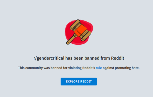 lesbianshepard:lmaoooo the TERF subreddit got banned for being TERFs 