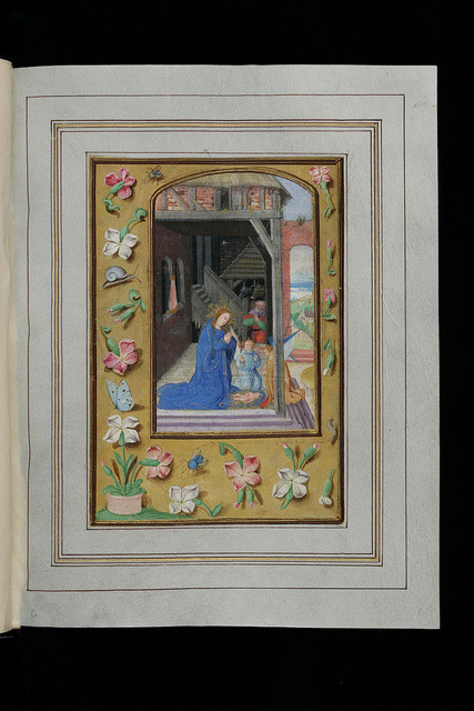 Christmas scene in a 16th century manuscript on Flickr.Via Flickr:Christmas, also known as Nativity,