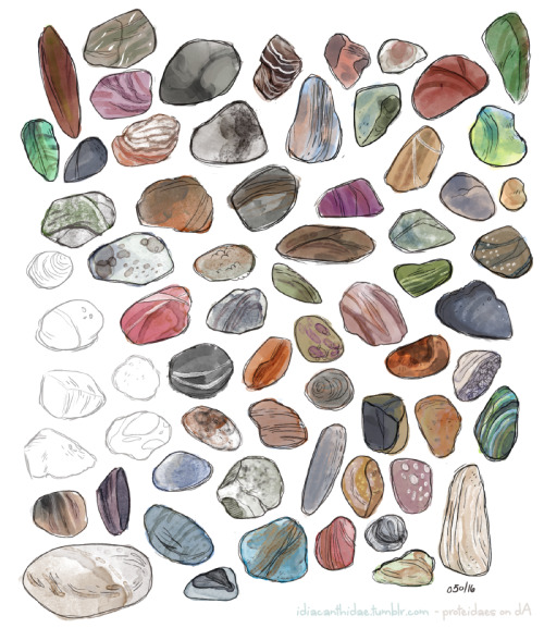 Here’s a handful of pebbles I doodled up to test out some digital watercolor techniques!! LOTS of fu