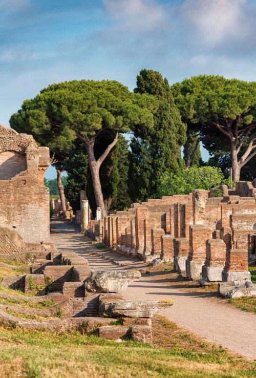 malemalefica:Ostia Antica was an ancient city on the coast of the Tyrrhenian Sea that functioned as 