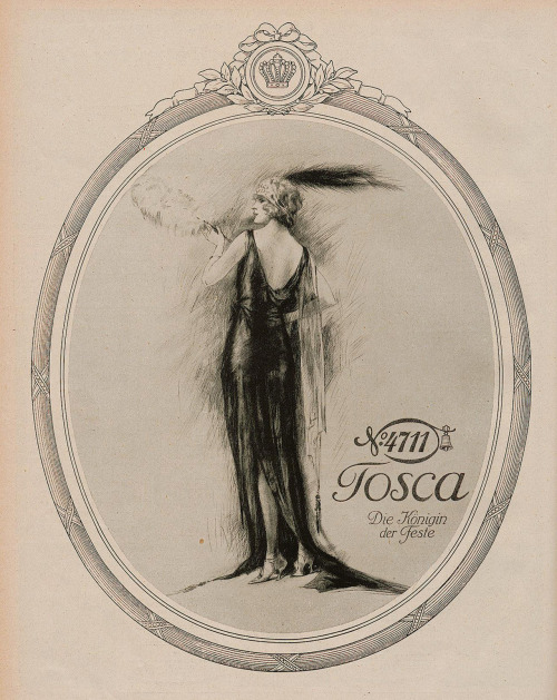 zombienormal:Queen of the Festivities. No. 4711 Tosca perfume ad, Jugend magazine, 1923.Via.
