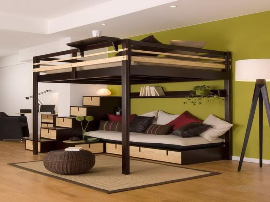 followthebluebell: black-belly-bella:  mogifire:  rainymeadows:  destroy the idea that bunk beds are just for kids especially the sort where the lower bunk is actually a desk or a couch i mean come on tell me you don’t want one of these i need it  