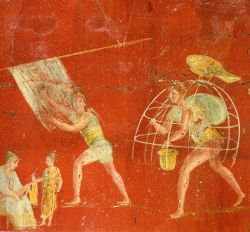 freystupid:  dyers shop in Pompeii (fresco)