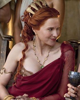 Lucy Lawless as Lucretia on Spartacus