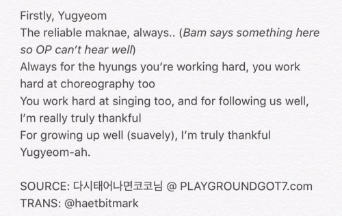 JAEBUMS LETTER TO GOT7 AND IGOT7 DURING SECOND FAN MEETING