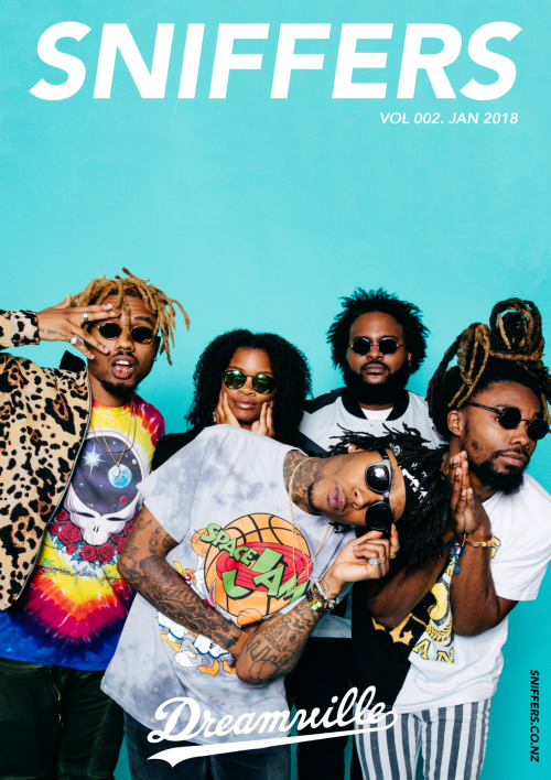 Dreamville’s Bas, EarthGang, Ari Lennox & J.I.D. for Sniffers Magazine Vol. 002 [2018].