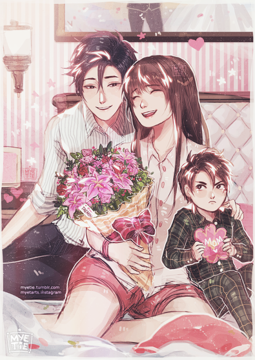myetie:  MC: Stop teasing him or I’ll smack youTaemin thinks his dad’s gift for MC is better than the one he made ((he doesn’t know that Jumin actually wrote “From Taemin” on the bouquet tag hhahhaha dorks))Years later Taemin was able to make