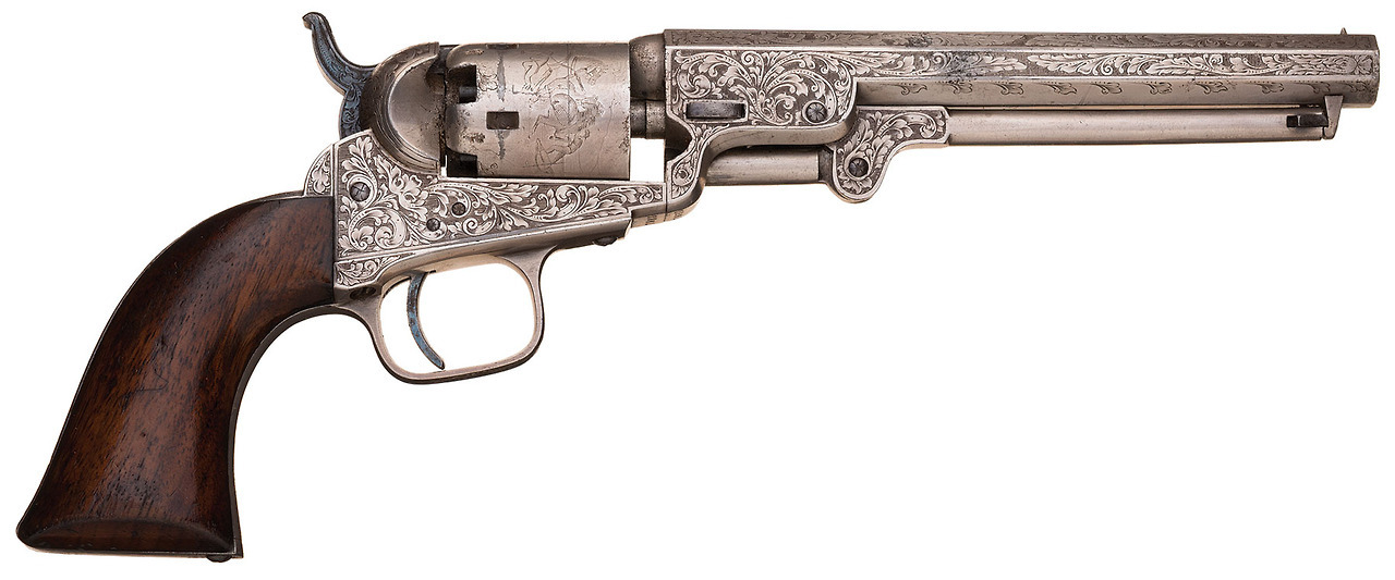 peashooter85:  Engraved Colt London Model 1849 pocket revolverfrom Rock Island Auctions