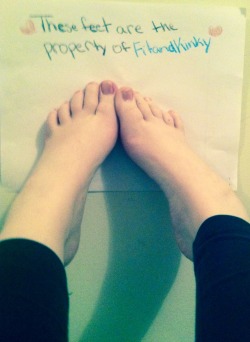 thedemuresubmissive:  Not just these feet, but all of me belongs to fitandkinky  Daddy likes!