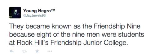 fonzworthcutlass:  schmaniel:  actjustly:  Day 10 of #BlackHistoryYouDidntLearnInSchool - The Friendship Nine “It didn’t make sense to violate the law and then put money right back into the system.” “We were simply students who were tired of the