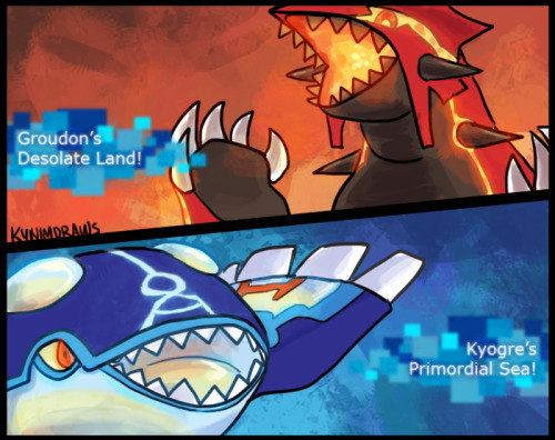 kynimdraws:  I’m not sure if abilities like Cloud Nine and stuff will affect Primal Weather but if it does…. …CLEARLY PSYDUCK IS THE BEST WEATHER COUNTER JK I did have fun making all the ORAS graphic stuff tho :) EDIT: Apparently Cloud Nine CAN