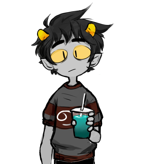 broblerones: karkat-in-a-t-shirt-with-a-slushie.png