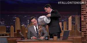 fallontonight:  Stephen Colbert (and a bunch of other celebs) welcomed Jimmy to the Tonight Show by paying up on their 贄 Tonight Show Bet!