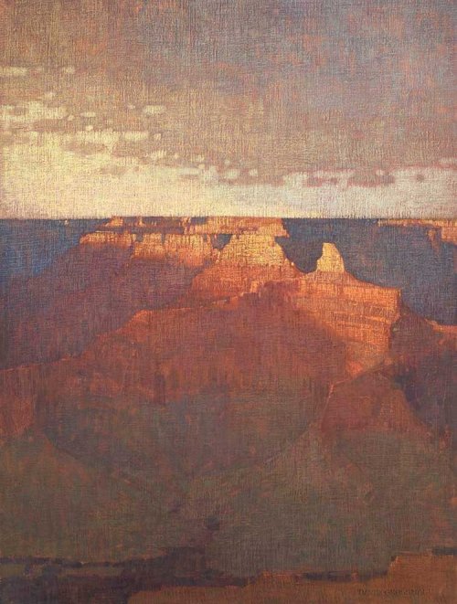 iamjapanese:  David Grossmann（American, b.1984）Sunset Light Over the Grand Canyon   Oil on linen panel  40 x 30 inches  via   more