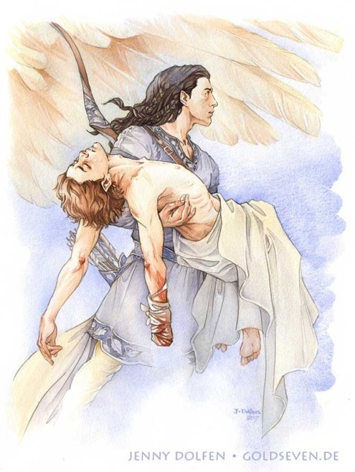 goldseven: The rescue of Maedhros. Watercolour.  “Again therefore in his pain Maedhros begged that h