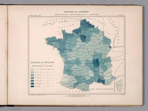 Population density of departments in France (1881) #map #france #demography via [Pinterest pinned to