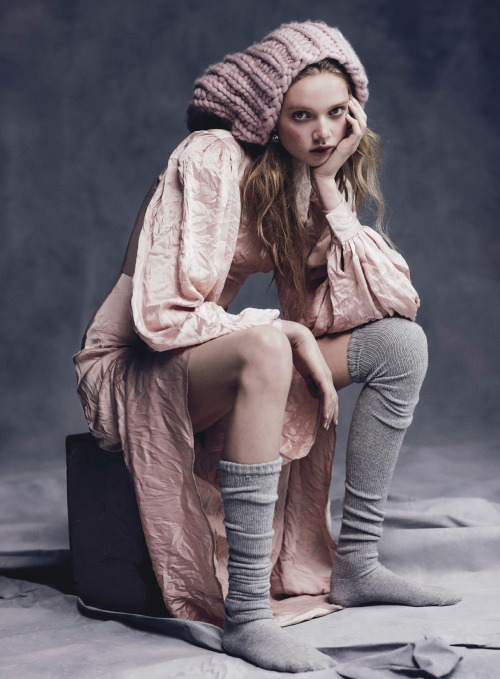 foudre:  “Wild Rose”Vogue Australia, August 2013Holly Rose Emery by Nicole Bentleystyling by Jillian Davison; Giles dress and beanie, American Apparel socks 