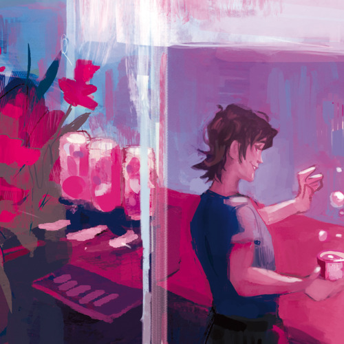 preview of magical barista kef showing off infront of a handsome customer for @coffeebeansandcupcake