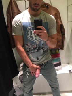 gaytaurean:  Guys love to take selfies of their exposed cock in changing rooms!