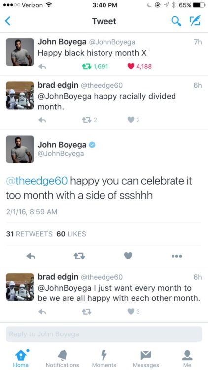 frontpagewoman:John Boyega on Twitter taking the ignorant to school on Black History Month.