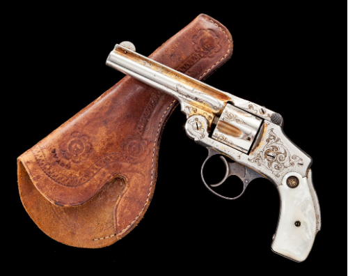 Oscar Young engraved Smith &amp; Wesson 4th Model Safety Hammerless, manufactured between 1898 - 190