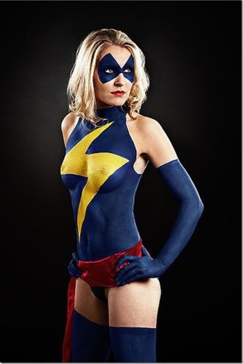 nerdybodypaint:  Ms. Marvel Superhero Body Paint 