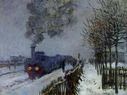artist-monet:  Train in the Snow or The Locomotive, Claude MonetMedium: oil,canvashttps://www.wikiart.org/en/claude-monet/train-in-the-snow-or-the-locomotive-1875