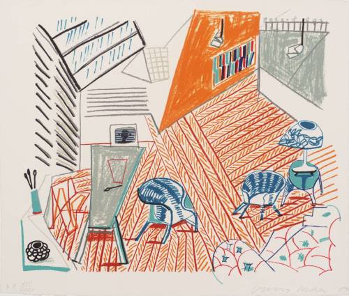 atmospheric-minimalism:David Hockney, Interior and furniture