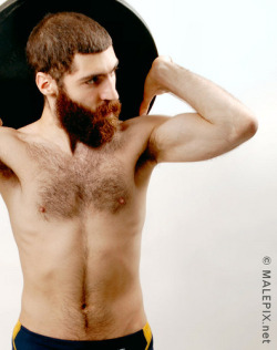 Dirtyguystogo:  Beardedlust:  Bearded Lust  Daniel With Barbel Plate #1 By Jeffbearnyc